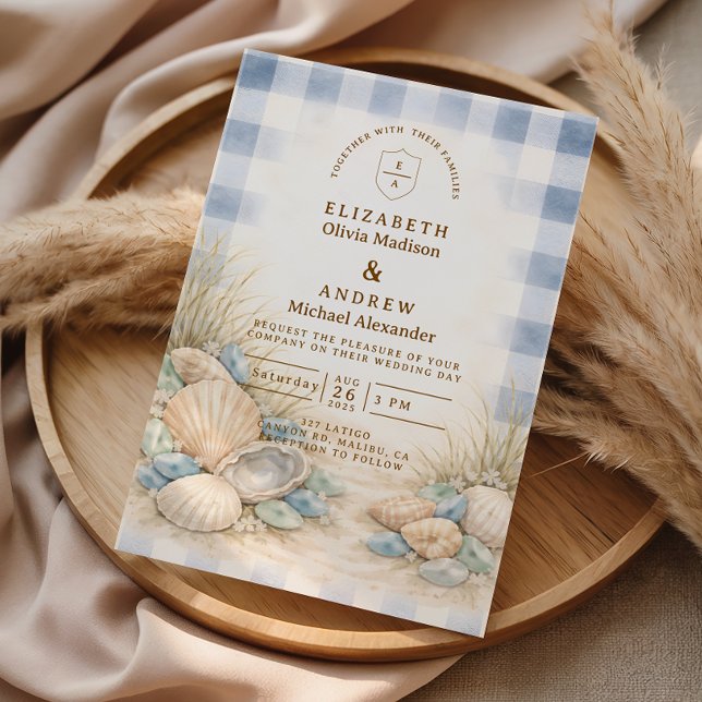 Elegant Seaside Shell Wedding Invitation (Creator Uploaded)