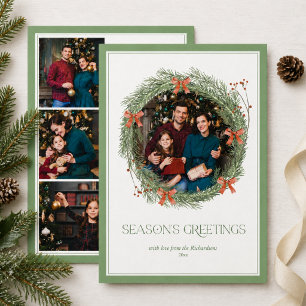Elegant Season's Greetings 4 Photo Christmas Holiday Card