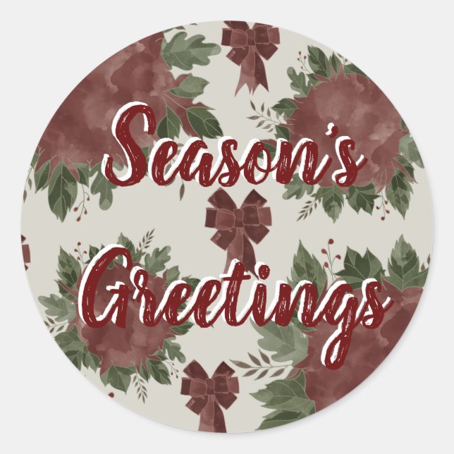 Elegant Season's Greetings Classic Round Sticker (Front)