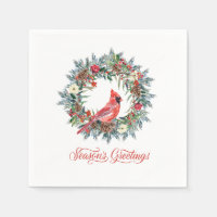 Elegant Season's Greetings Wreath Red Cardinal