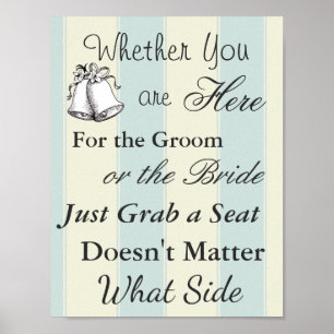 Elegant Seating Poster Wedding Tan and Blue