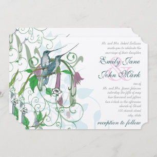 Elegant Secret Garden Hummingbird Wedding Invitation