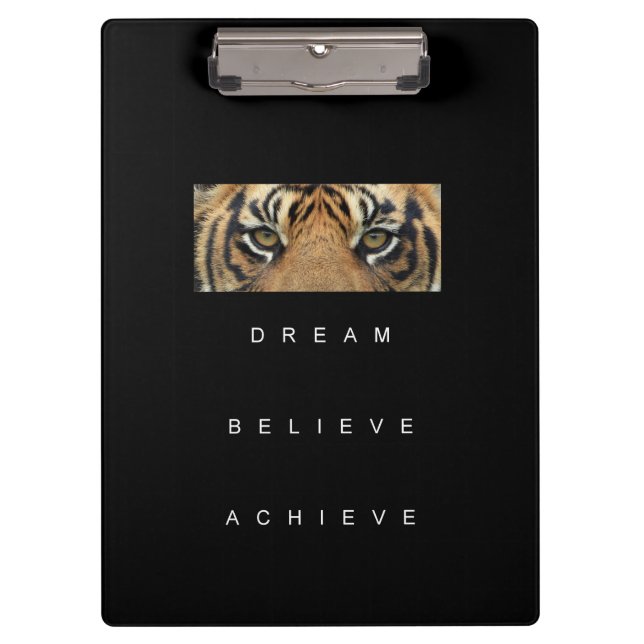 Elegant Self Improvement Quote Tiger Eyes Modern Clipboard (Front)