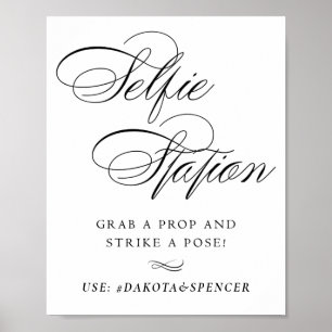 Elegant Selfie Station Black Script   Social Media Poster