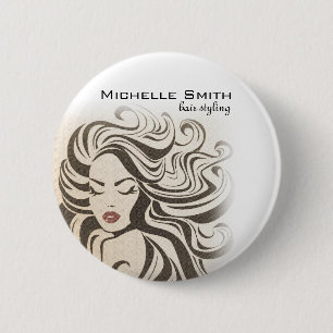 Elegant Sepia Chic Wavy Hairstyle Hair Extensions 6 Cm Round Badge