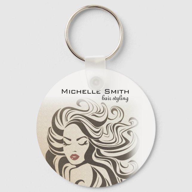 Elegant Sepia Chic Wavy Hairstyle Hair Extensions Key Ring (Front)