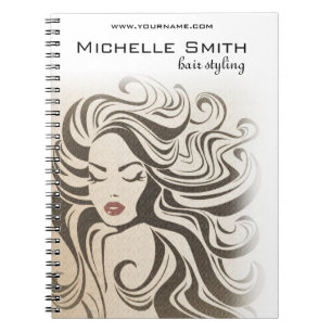 Elegant Sepia Chic Wavy Hairstyle Hair Extensions Notebook