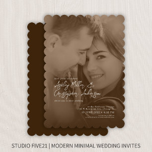 Elegant Sepia Duotone Photo Wedding Invitation