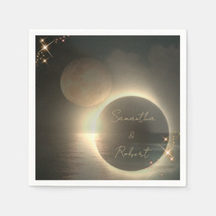 Elegant Sepia Solar Eclipse Custom Photo Wedding Napkin