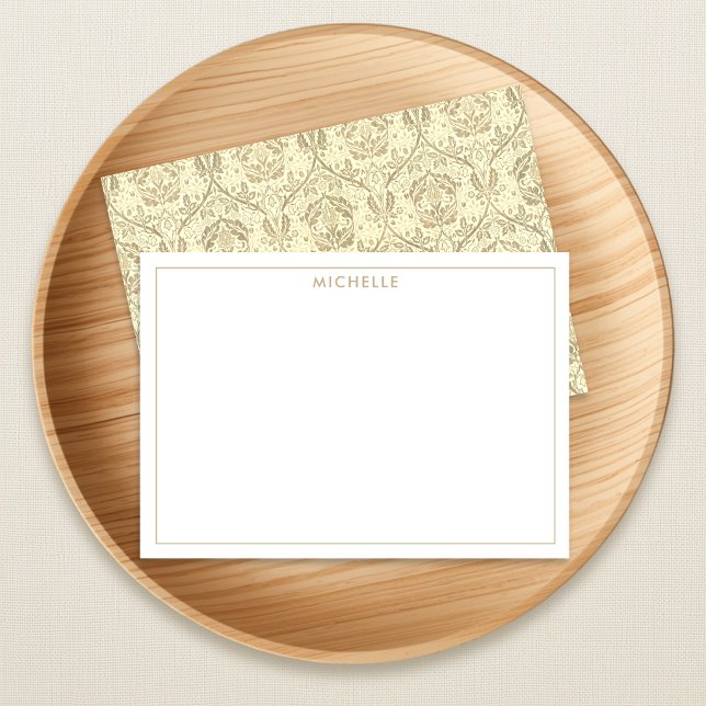 Elegant Sepia Tan Floral Pattern Note Card (Creator Uploaded)
