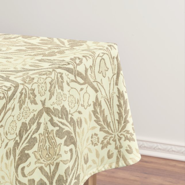 Elegant Sepia Tan Floral Pattern Tablecloth (In Situ)