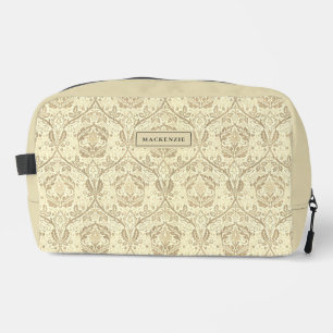 Elegant Sepia Tan Floral Pattern Toiletry Bag