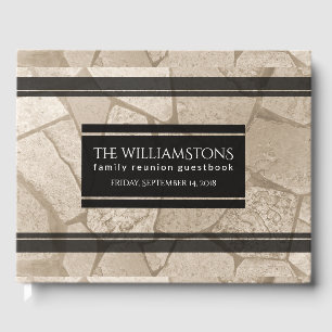 Elegant Sepia Toned Cracked Stones Guest Book