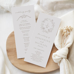 Elegant Sepia Wedding Ceremony & Reception Program Programme