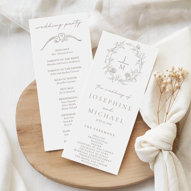 Elegant Sepia Wedding Ceremony & Reception Program Programme (Creator Uploaded)