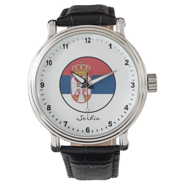 Elegant Serbia Watch & Serbian Flag  (Front)