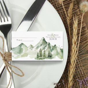 Elegant serene green mountain landscape place card