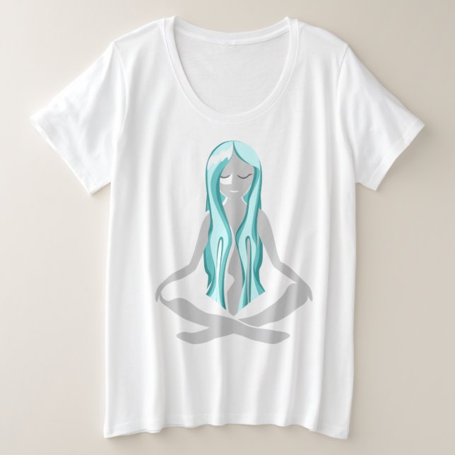 Elegant & Serene Meditating Illustration Artwork Plus Size T-Shirt (Design Front)