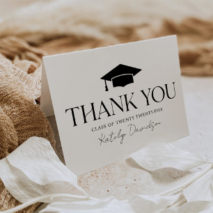 Elegant Serif Graduation Cap 2026 Thank You Card