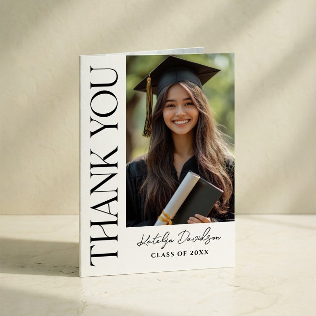 Elegant Serif Graduation Photo 2026 Thank You Card (Creator Uploaded)