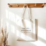 Elegant Serif Minimalist Personalised Wedding<br><div class="desc">Elegant Black Minimalist Personalised Wedding Tote Bag</div>