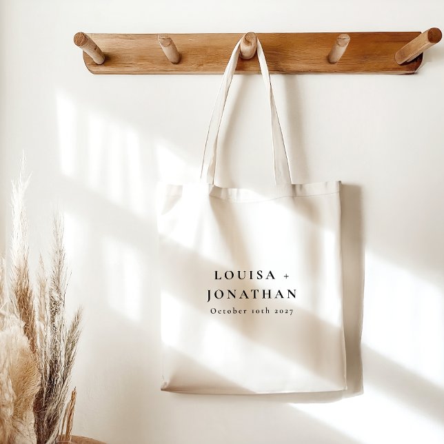 Elegant Serif Minimalist Personalised Wedding Tote Bag (Creator Uploaded)