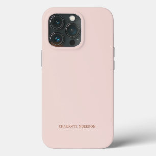 Elegant serif name monogram minimalist blush pink iPhone 13 pro case