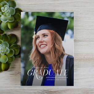 Elegant Serif Photo Graduation Announcement