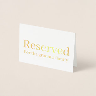Elegant Serif Reserved Wedding Table place Foil Card
