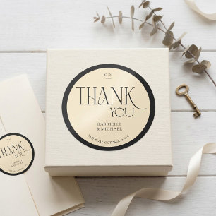 Elegant Serif Typography "Thank You" Wedding Favou Classic Round Sticker