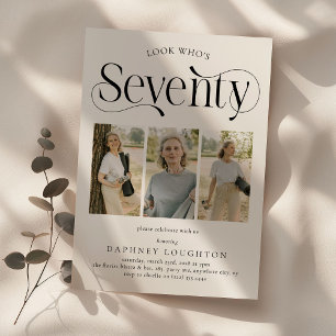 Elegant SEVENTY 3 photo collage 70th Birthday Invitation
