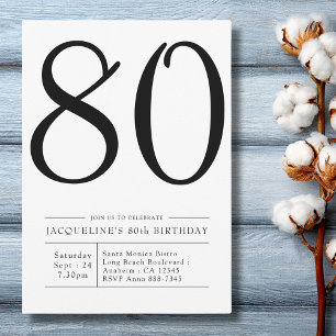 Elegant seventy 80th Birthday Simple Party Invitation