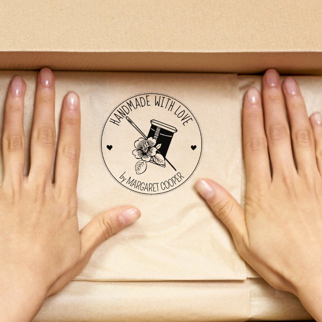 Elegant Sewing Floral Handmade with love,  Rubber Stamp (Creator Uploaded)