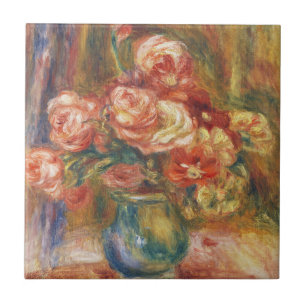 Elegant Shabby Chic Renoir Rose Painting Tile