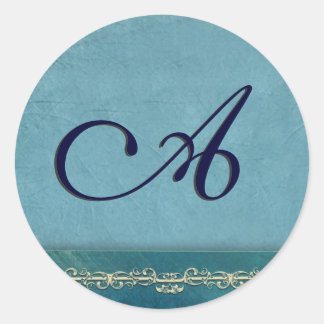 Elegant shades of blue monogram envelope seals