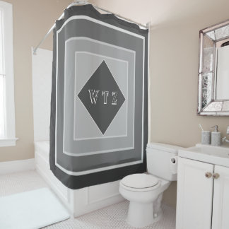 Elegant Shades Of Grey Monogram Shower Curtain