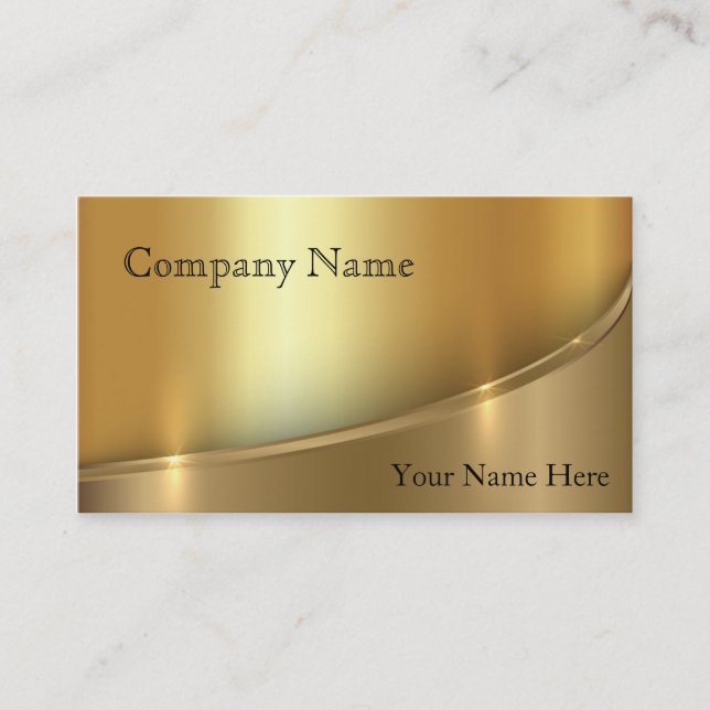 Elegant Shadowed Bright Gold Business Card (Front)