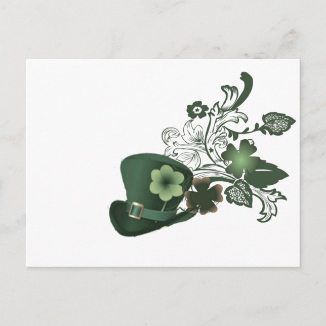 Elegant Shamrock Hat Postcard (Front)