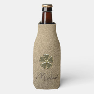 Elegant  Shamrock Patrick's Day Leather Bottle Cooler