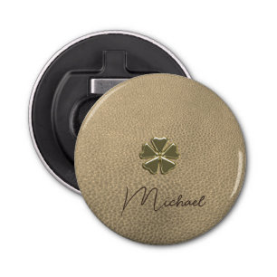Elegant  Shamrock Patrick's Day Leather Bottle Opener