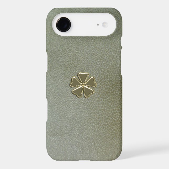 Elegant  Shamrock St.Patrick`s Day,Green Leather Case-Mate iPhone Case (Back)
