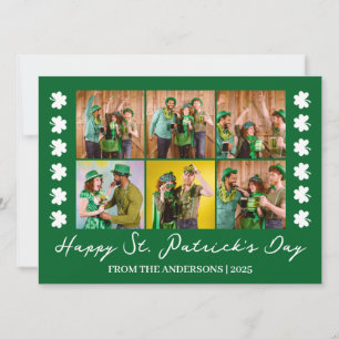 Elegant Shamrock St. Patrick's Day Family photo Holiday Card