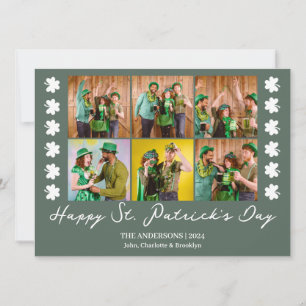 Elegant Shamrock St. Patrick's Day Family photo Holiday Card
