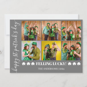 Elegant Shamrock St. Patrick's Day Family photo Holiday Card