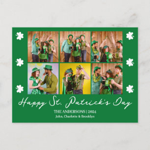 Elegant Shamrock St. Patrick's Day Family photo Holiday Postcard