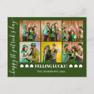 Elegant Shamrock St. Patrick's Day Family photo Holiday Postcard