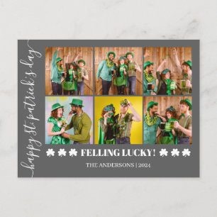 Elegant Shamrock St. Patrick's Day Family photo Holiday Postcard