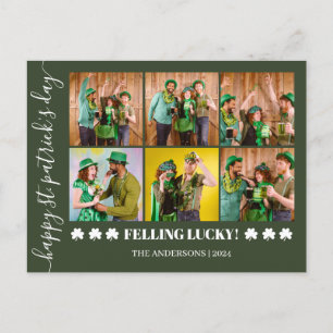 Elegant Shamrock St. Patrick's Day Family photo Holiday Postcard