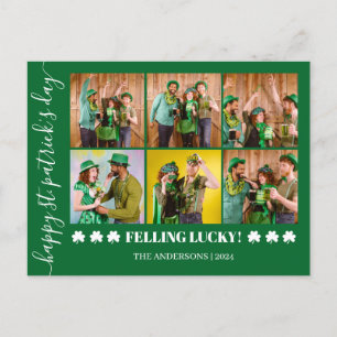 Elegant Shamrock St. Patrick's Day Family photo Holiday Postcard