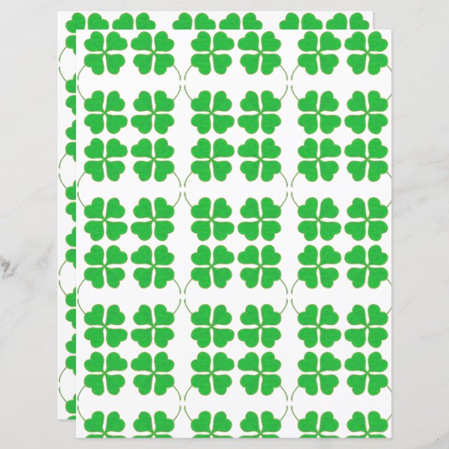 Elegant Shamrocks trimmed in gold Scrapbook Paper (Front/Back)